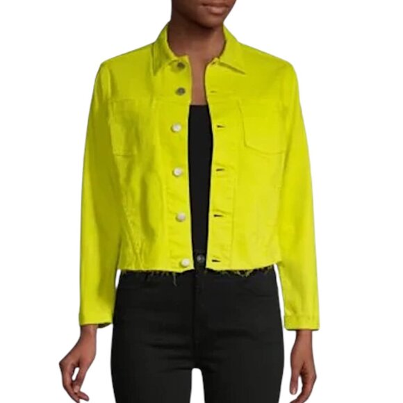 L’Agence - NWT, Women’s ‘Janelle’ Cropped Denim Jacket in 'Pop Yellow' - Small - Picture 1 of 14